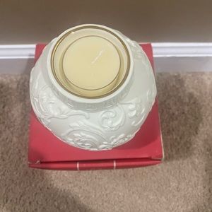 Beautiful Lenox Holly Scrollwork votive holder.  New in box.